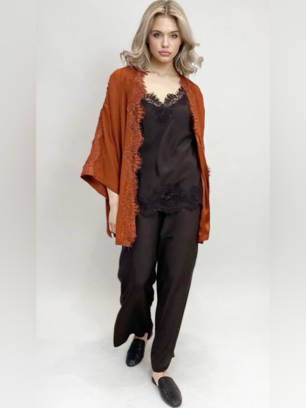 Sienna Sunset Washable Silk Gold Hawk Shrug w/Belt, NWT, M, $315MSRP